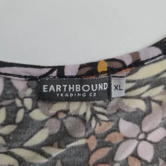 Earthbound Trading Co Fit Flare Long Sleeve Knit Flower Vine Dress - XL - Boho - Picture 7 of 10